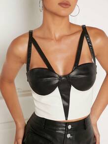 SHEIN Unity Women Color Block Tank - Black and White - View 5
