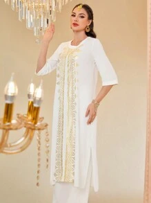 Divindia 女士幾何圖案印花庫爾蒂頂部 - 白色 - 查看 3