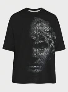 Manfinity LEGND Camiseta Con Hombros Caídos Y Estampado De Talla Grande Para Hombre