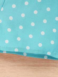 SHEIN Young Girls' Heart Printed Top & Polka Dot Printed Shorts Set