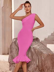 ADYCE Elegant Mermaid Hem Bodycon Cocktail Dress, White Semi-Formal Gown Suitable For Birthday, Wedding Guest, Formal Dinner, Homecoming, Easter, Graduation Ceremony And Other Occasions - Pink - View 3