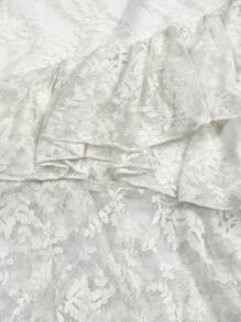 Enchnt Women's Asymmetrical Hem Lace Skirt - White - View 9