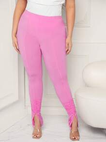 SHEIN SXY Rozmiar Plus Damski Robić na Drutach Długi Z wysokim stanem Spodnie Z Stopa Zmarszczki