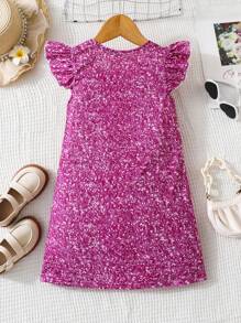 SHEIN Summer,Holiday,Traveler Young Girl Cartoon Printed Cap Sleeve Dress - Multicolor - View 2