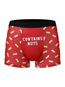 Men's Peanut & Letter Print Underwear