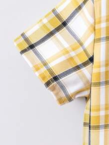 寶寶男孩3入組春/夏季黃色格子襯衫配鞋,印花短袖t恤和洗水牛仔短褲時尚套裝 - 彩色 - 查看 4