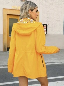 Giolshon Dam Cream Gul Vändbar Huvjacka - Dubbelsidig Tryckt Design, Avslappnad & Modern, Lämplig För Daglig Lagerpåse Under Höst/Vinter - Gul - Visa 4