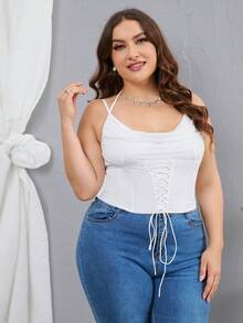 PARTHEA Plus Draped Collar Off Shoulder Mesh Corset Top - White - View 5