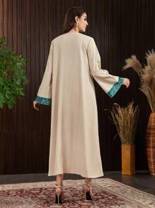 Al Najma Arabic Style Flare Sleeve Dress With Printed Patterns