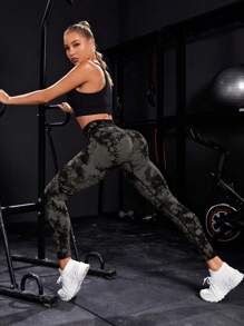 SHEIN Sport Studio Vrouwen Tie Dye Naadloos Hoge elasticiteit Sportlegging