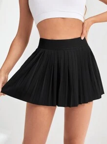 Easithlete High Waist Side Pocket Pleated Athletic Skort Tennis Skirt Athletic Skirt - Black - View 1