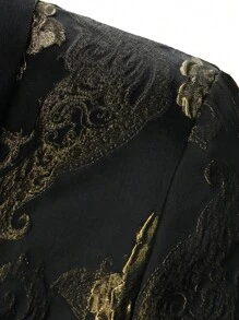 Manfinity AFTRDRK Floral Jacquard Shawl Collar Long Sleeve Suit Jacket And Pants Set For Men - Gold - View 3