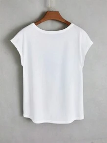 INAWLY Plus Size Women's Solid Color Round Neck Short Sleeve T-Shirt