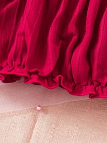 SHEIN 年輕女孩空心肩短上衣和高低裙套裝 - 紅色 - 查看 3