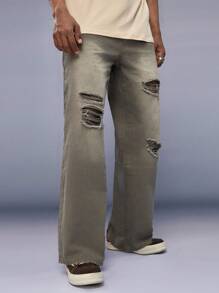 Manfinity VCAY Männer Jeans mit geradem Beinschnitt, Riss,