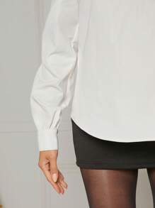 Hauture 純色露肩長袖上衣 - 白色 - 查看 4