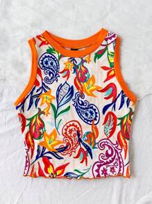 Soleia Top Corto Impreso Para Mujer