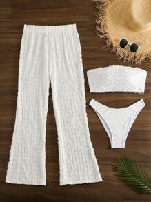 Swim Vcay 女士纹理露肩比基尼套装夏季海滩 - 白色 - 查看 6