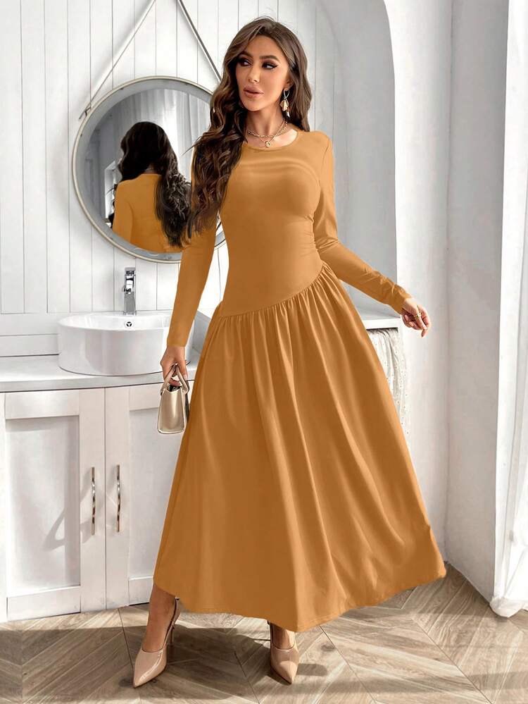 Women's Round Neck Long Sleeve Dress