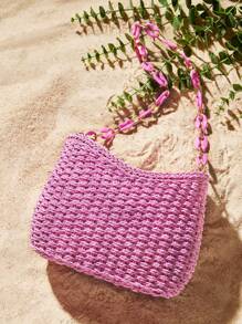 SHEIN SXY Bolso de hombro color rosa pálido versátil y de moda para damas - Rosa Fucsia - Ver 1