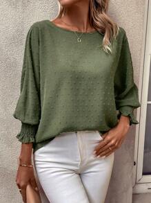 SHEIN Clasi Women's Jacquard Shirred Cuffs Blouse