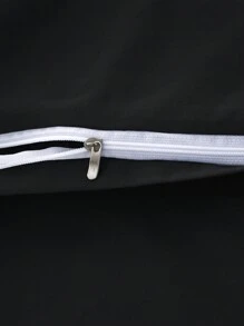 3件套简约优雅床上用品羽绒被套，纯色拉绒 - 黑色 - 查看 6