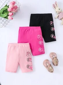 SHEIN Cô Gái Trẻ Dệt kim Dễ thương Móng mèo Mô hình Liền mạch Giải trí Quần short Đối với Phân lớp - Nhiều màu - Xem 1