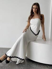 Firerie Stitching Hem Tube Top And Mermaid Hem Skirt