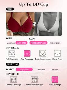 Swim DD+ Bộ bikini dệt ruy băng dành cho nữ đi biển mùa hè - Màu Đỏ Sâu - Xem 4