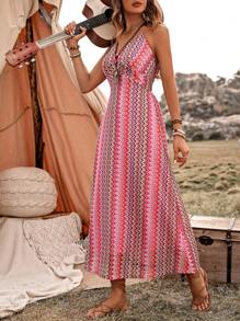 Breezaya 女式幾何圖案露背連衣裙 - 彩色 - 查看 3