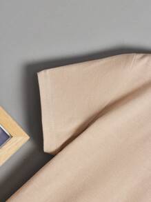 SHEIN Young Boys' Casual French Fries Print T-Shirt - Khaki - View 3