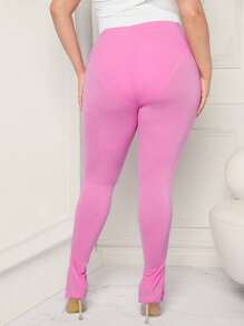 SHEIN SXY Rozmiar Plus Damski Robić na Drutach Długi Z wysokim stanem Spodnie Z Stopa Zmarszczki