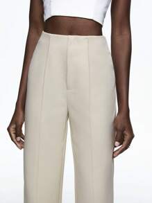 BizChic Women's Solid Color Straight Leg Pants, Business Casual Trousers For Office Wear, Autumn/Winter