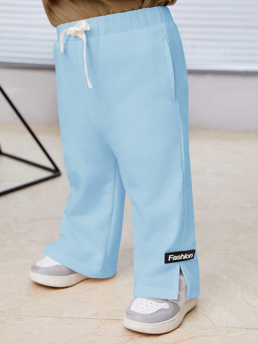 SHEIN Baby Boy Casual Comfortable Split Hem Pants - Blue - View 1
