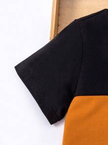 SHEIN Young Boy Simple Style T-Shirt Mocha Tshirt For Kids Boy - Multicolor - View 3