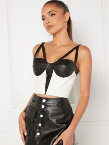 SHEIN Unity Women Color Block Tank - Black and White - View 3