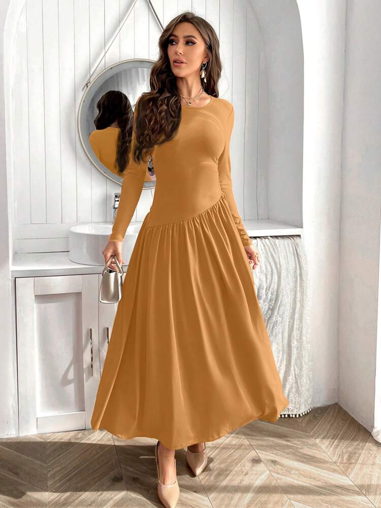 Women's Round Neck Long Sleeve Dress