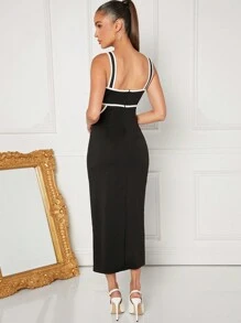 SHEIN Unity Contrast Piping Cut Out Split Dress