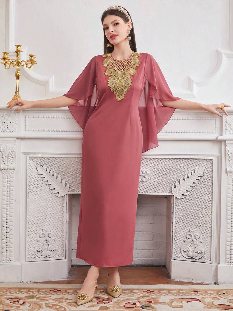 Splice Water Soluble Lace Bodycon Dress Long Evening Dresses