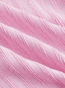 SHEIN MOD Solid Color Texture Design Buttoned T-Shirt With Waist Cinching - Pink - View 4