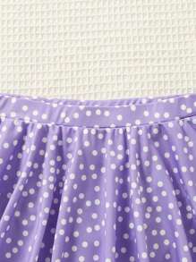 SHEIN 春夏季夏季海滩女孩休闲针织比基尼套装 - 紫色 - 查看 5