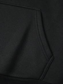 Sudadera Con Capucha Para Hombre Con Diseño De Impresión De Eslogan Y Cordón - Negro - Ver 7