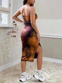 SHEIN EZwear 染色針織女士無肩帶連衣裙 - 彩色 - 查看 2