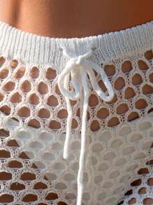 SHEIN Swim Summer Women's Hollow Out Knit Cover Up