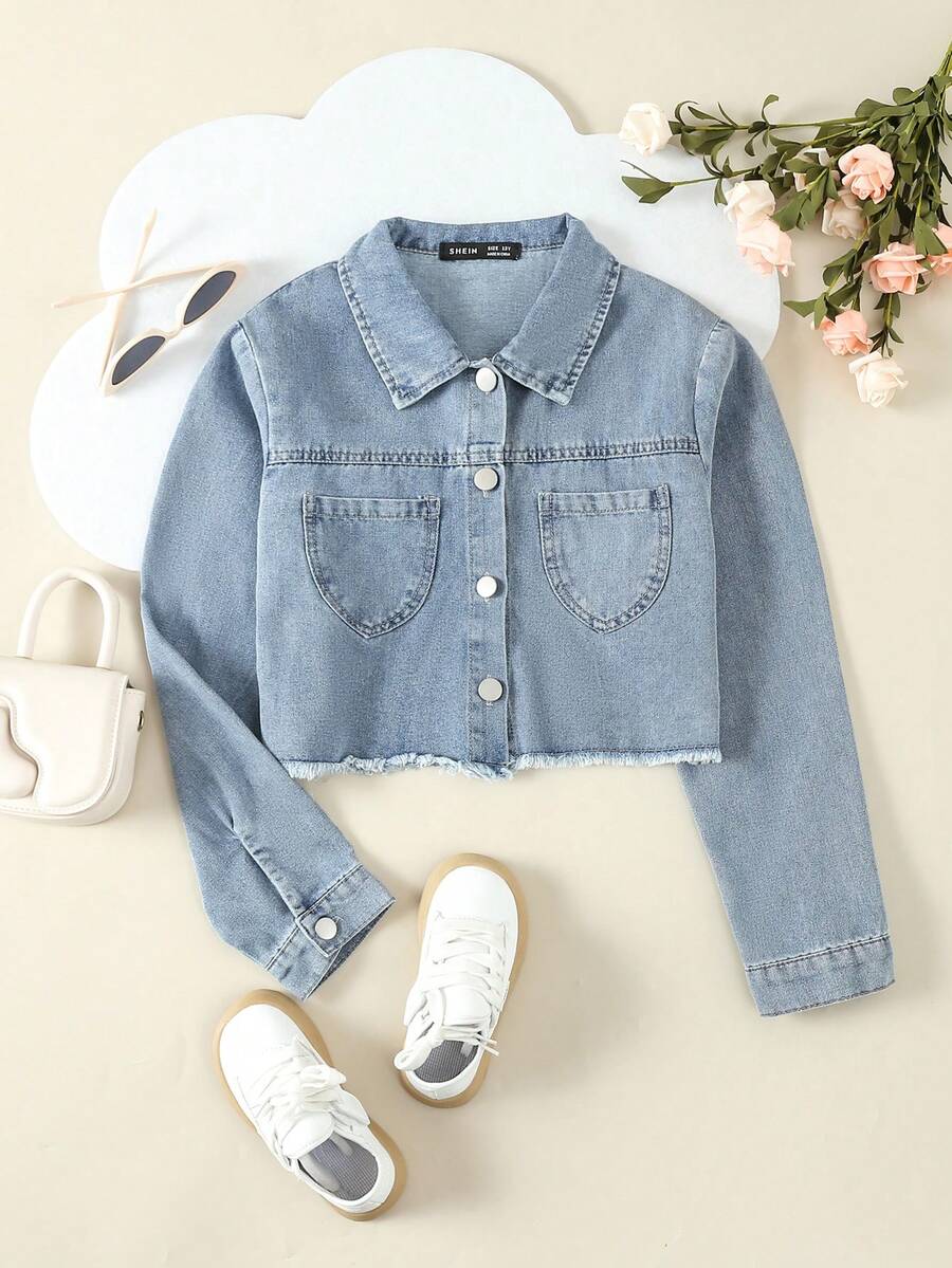 Camisa Vaquera Con Cuello Y Botones Para Niñas De Entre 8 Y 14 Años - Lavado ligero - Ver 1