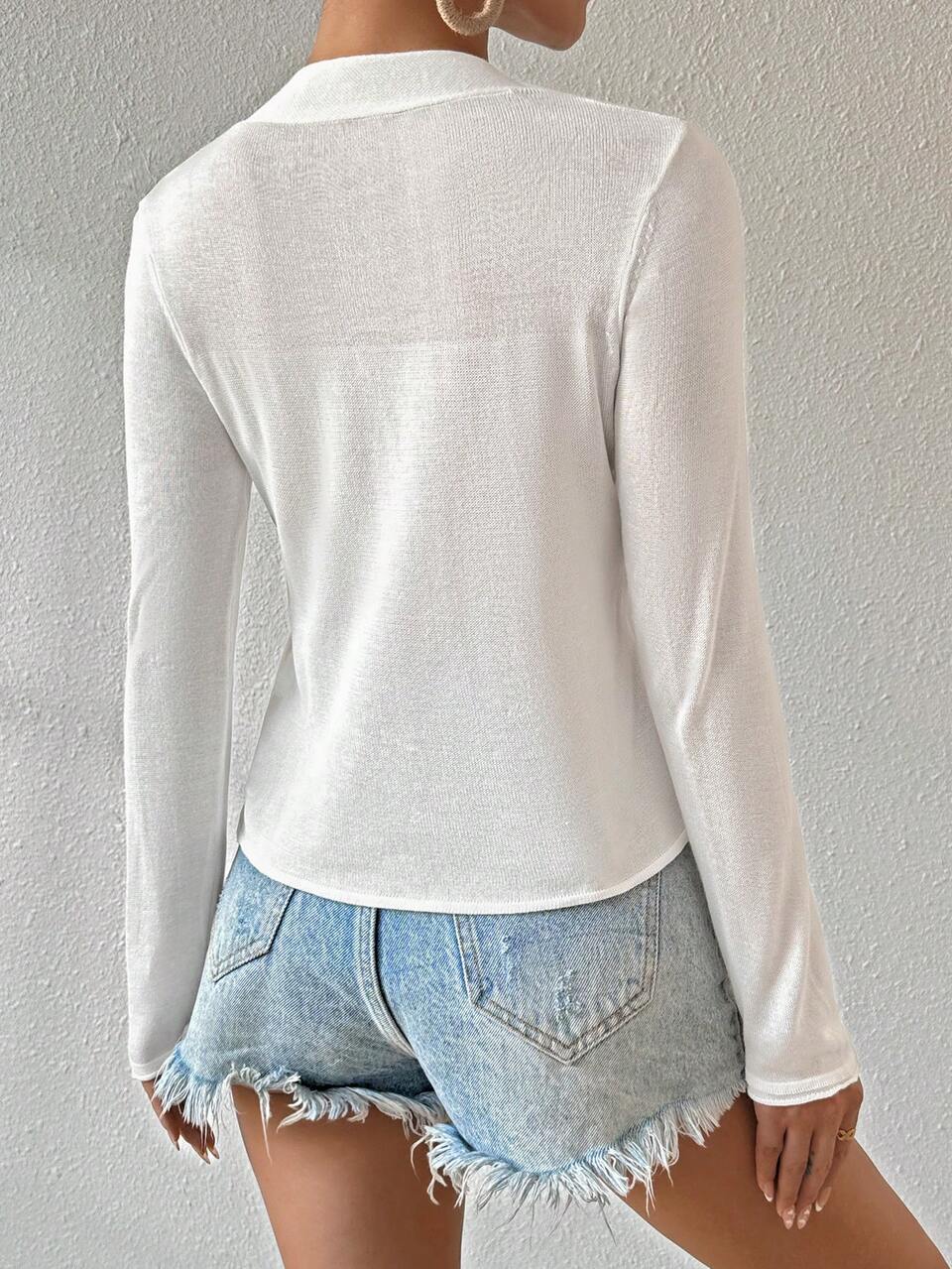 Solid Color Sweater Top With Drape Collar For Women Knit Pullover Fall Winter Sweater