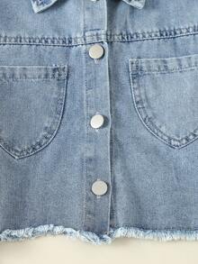 Camisa Vaquera Con Cuello Y Botones Para Niñas De Entre 8 Y 14 Años - Lavado ligero - Ver 4