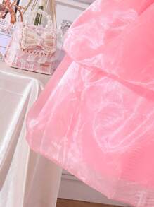 SHEIN 少女三角吊帶連衣裙,附有3d花卉裝飾 - 粉色 - 查看 4