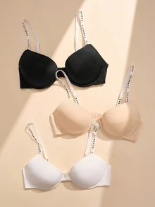 3 cái/bộ Của phụ nữ Lá thư Dây đeo Bras - Nhiều màu - Xem 3