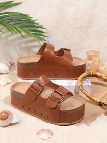 SHUZIA Giày Sandal Đế Dày Gót Vuông Cho Nữ Thích Hợp Mặc Hàng Ngày Quà Tặng Ngày Lễ Năm Mới Giày Mùa Hè Quà Tặng Ngày Lễ Tình Nhân - Lạc đà - Xem 2